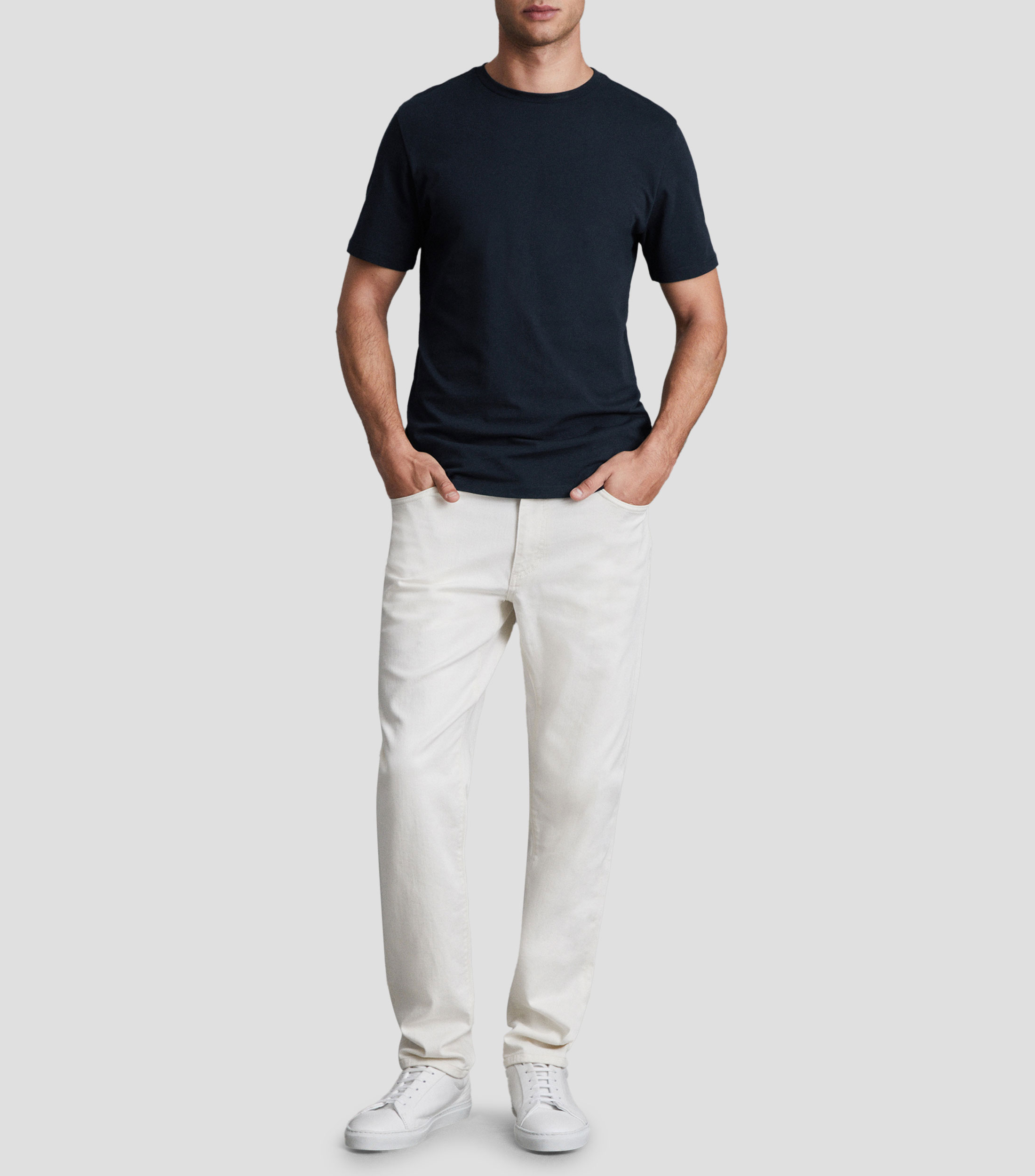 Playera de cuello redondo con manga corta lisa Hombre